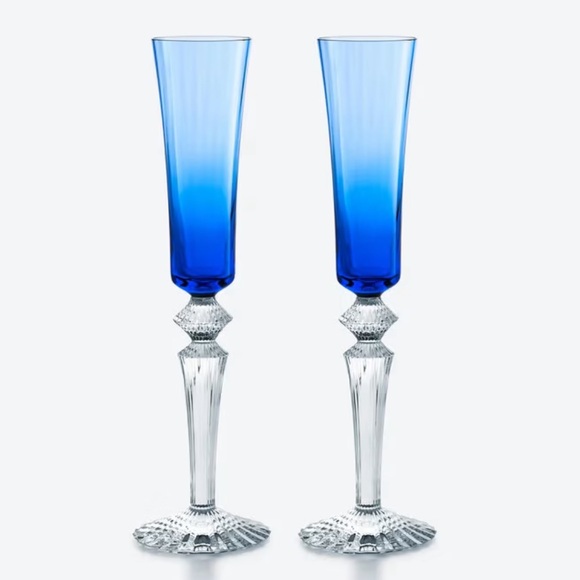 Baccarat Blue Crystal Champagne Flutes - Picture 1 of 5